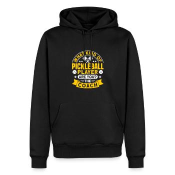 Coach Pickleball Spieler Pickleball Design - Männer Premium Bio Hoodie - Schwarz - Vorne - Nico (187cm)