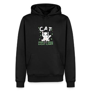 Le chat est ma voiture porte-bonheur Clover St Patrick’s Day - Sweat à capuche Premium bio Homme - noir - Devant - Nico (187cm)