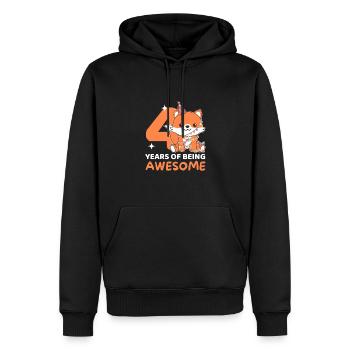 Fuchs zum 4. Geburtstag Kinder vier Jahre alt - Männer Premium Bio Hoodie - Schwarz - Vorne - Nico (187cm)