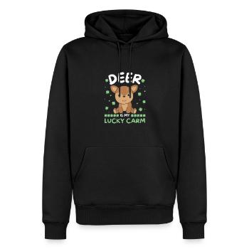 Deer is my lucky carm Clover St Patrick's Day - Men’s Premium Organic Hoodie - black - Front - Nico (187cm)
