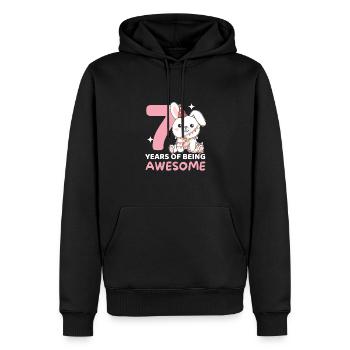 Hase zum 7. Geburtstag Kinder sieben Jahre alt - Männer Premium Bio Hoodie - Schwarz - Vorne - Nico (187cm)