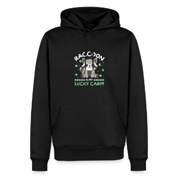 Raccoon is my lucky carm Shamrock St Patricks - Men’s Premium Organic Hoodie - black - Front - Nico (187cm)