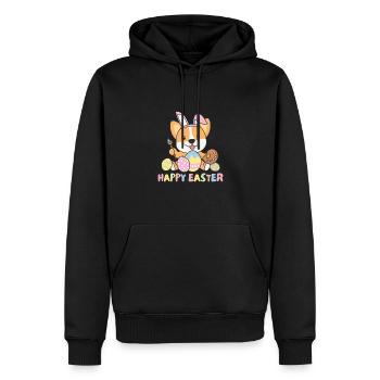 joyeuses Pâques doux corgi Pâques avec œufs de Pâques - Sweat à capuche Premium bio Homme - noir - Devant - Nico (187cm)
