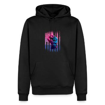 Rainbow Bi Flag Pride LGBTQ USA Flag - Sweat à capuche Premium bio Homme - noir - Devant - Nico (187cm)