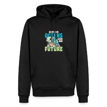 Schildkröte Erde save our oceans save our future - Männer Premium Bio Hoodie - Schwarz - Vorne - Nico (187cm)