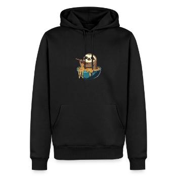 But first Ramen süße Faultier isst Ramen - Männer Premium Bio Hoodie - Schwarz - Vorne - Nico (187cm)