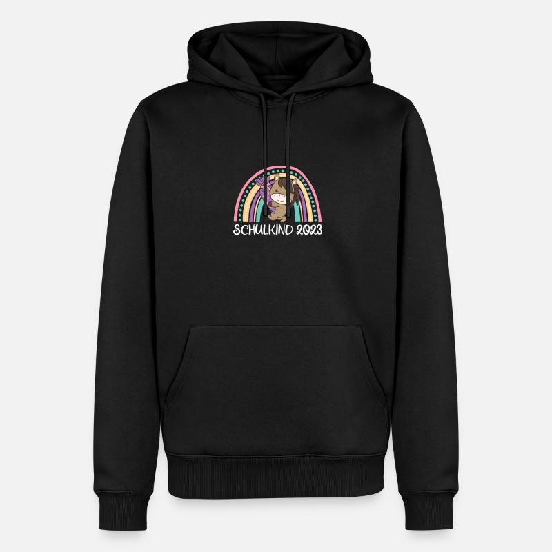 Schulkind 2023 Einschulung Pferd Schule - Männer Premium Bio Hoodie - Schwarz