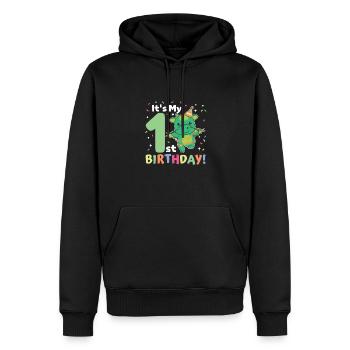 Drache zum 1. Geburtstag für Kinder ein Jahr alt - Männer Premium Bio Hoodie - Schwarz - Vorne - Nico (187cm)