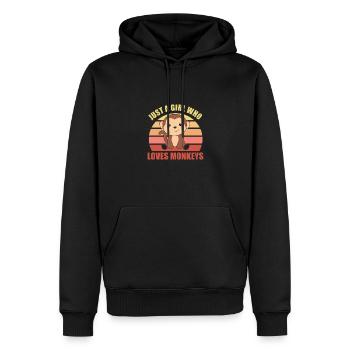 Just a girl who loves monkeys- cute monkey - Men’s Premium Organic Hoodie - black - Front - Nico (187cm)
