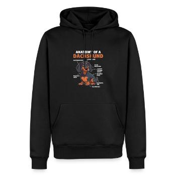 Explication du chien Anatomie d’un teckel - Sweat à capuche Premium bio Homme - noir - Devant - Nico (187cm)