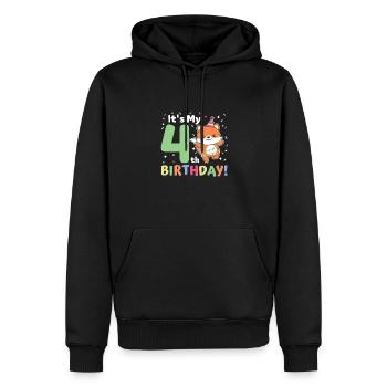 Fuchs zum 4. Geburtstag Kinder vier Jahre alt - Männer Premium Bio Hoodie - Schwarz - Vorne - Nico (187cm)