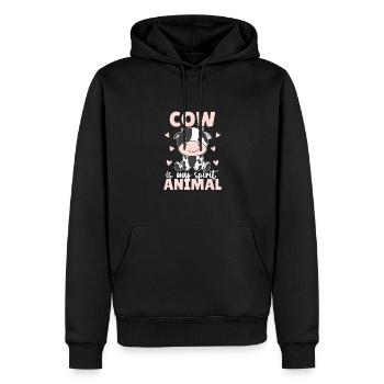La vache est mon animal spirituel - design de vache mignonne - Sweat à capuche Premium bio Homme - noir - Devant - Nico (187cm)