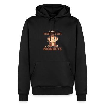 Les meilleures choses dans la vie sont les singes - singe mignon - Sweat à capuche Premium bio Homme - noir - Devant - Nico (187cm)