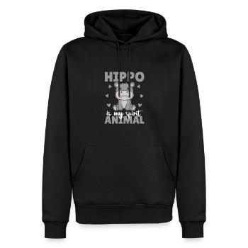L’hippopotame est mon animal spirituel - süßer Hippo - Sweat à capuche Premium bio Homme - noir - Devant - Nico (187cm)