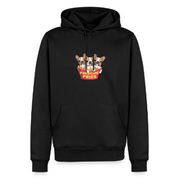 Frenchie Fries - Mignonnes frites de bouledogue français - Sweat à capuche Premium bio Homme - noir - Devant - Nico (187cm)