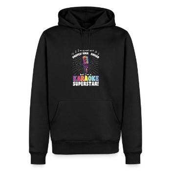Un chanteur de karaoké dit superstar du karaoké rétro - Sweat à capuche Premium bio Homme - noir - Devant - Nico (187cm)