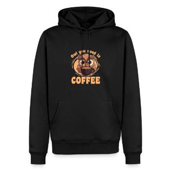 Jeu de mots Owls pour les buveurs de café - Coffee Owls - Sweat à capuche Premium bio Homme - noir - Devant - Nico (187cm)