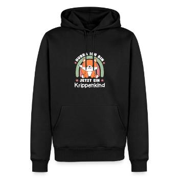 Hurra Ich Bin Jetzt Ein Krippenkind Fuchs - Männer Premium Bio Hoodie - Schwarz - Vorne - Nico (187cm)