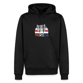 4 juillet American Hippo USA 'Merica - Sweat à capuche Premium bio Homme - noir - Devant - Nico (187cm)