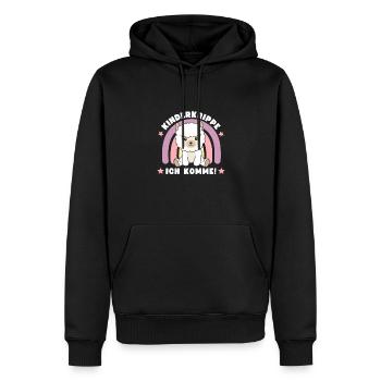 Kinderkrippe Ich Komme! Alpaka - Männer Premium Bio Hoodie - Schwarz - Vorne - Nico (187cm)