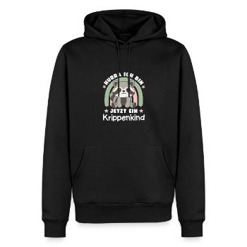 Hurra Ich Bin Jetzt Ein Krippenkind Waschbär - Männer Premium Bio Hoodie - Schwarz - Vorne - Nico (187cm)