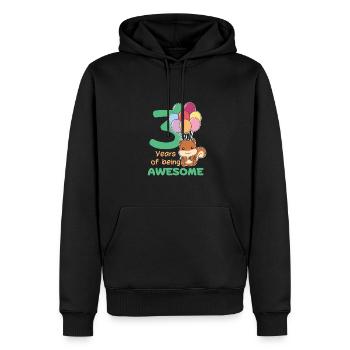 Squirrel for 3rd birthday children three years - Men’s Premium Organic Hoodie - black - Front - Nico (187cm)