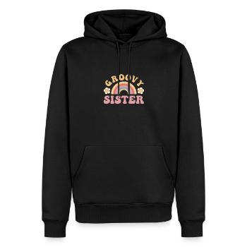 Groovy Sister - Regenbogen groovy vinatge Stil - Männer Premium Bio Hoodie - Schwarz - Vorne - Nico (187cm)