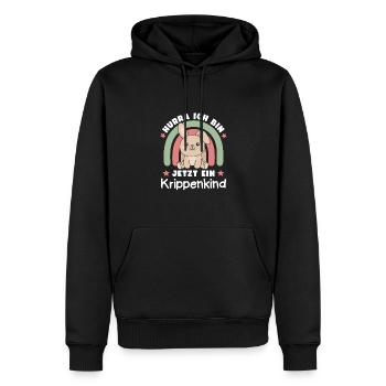 Hurra Ich Bin Jetzt Ein Krippenkind Hase - Männer Premium Bio Hoodie - Schwarz - Vorne - Nico (187cm)