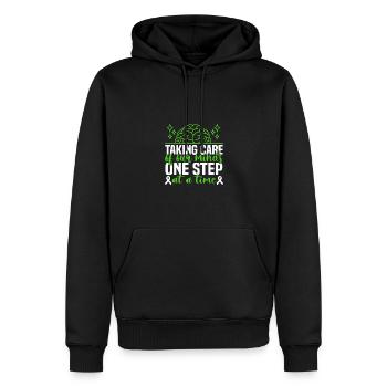 Taking Care Of Our Minds, One Step At A Time - Men’s Premium Organic Hoodie - black - Front - Nico (187cm)