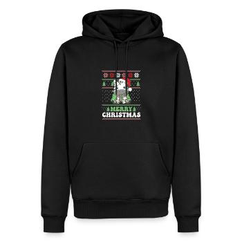 Joyeux Noël rétro moche Noël Zèbre - Sweat à capuche Premium bio Homme - noir - Devant - Nico (187cm)