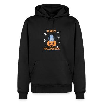 Dino à la citrouille mignons dinos Joyeux Halloween - Sweat à capuche Premium bio Homme - noir - Devant - Nico (187cm)