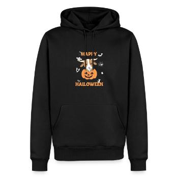 Chèvre à la citrouille chèvres mignonnes Joyeux Halloween - Sweat à capuche Premium bio Homme - noir - Devant - Nico (187cm)