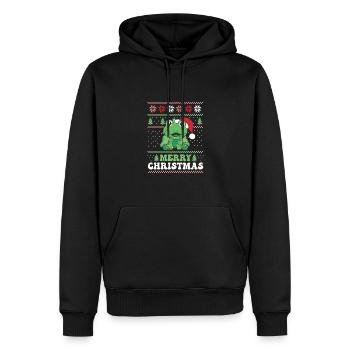 Joyeux Noël rétro moche grenouille de Noël - Sweat à capuche Premium bio Homme - noir - Devant - Nico (187cm)
