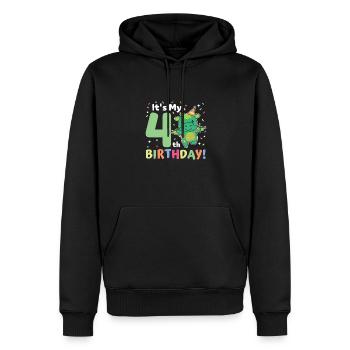 Drache zum 4. Geburtstag Kinder vier Jahre alt - Männer Premium Bio Hoodie - Schwarz - Vorne - Nico (187cm)