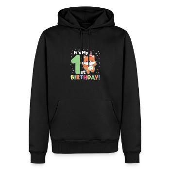 Fuchs zum 1. Geburtstag für Kinder ein Jahr alt - Männer Premium Bio Hoodie - Schwarz - Vorne - Nico (187cm)