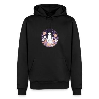 Halloween groovy Geist Hippie Blumen Vintage - Männer Premium Bio Hoodie - Schwarz - Vorne - Nico (187cm)