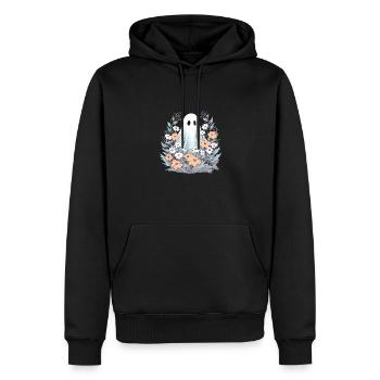 Halloween groovy Geist Hippie Blumen Vintage - Männer Premium Bio Hoodie - Schwarz - Vorne - Nico (187cm)