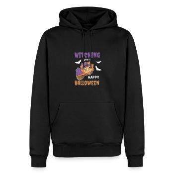 Triceratops Hexe Witching you a Happy Halloween - Männer Premium Bio Hoodie - Schwarz - Vorne - Nico (187cm)