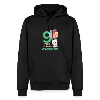 Alpaga pour les enfants de neuf ans de 9 ans - Sweat à capuche Premium bio Homme - noir - Devant - Nico (187cm)