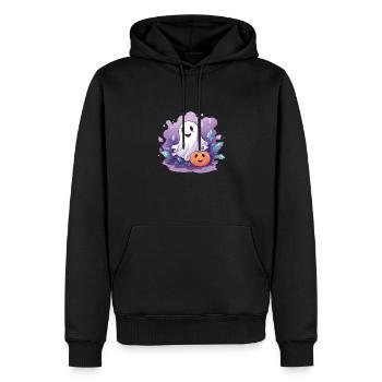 Halloween Groovy Ghost Hippie Pumpkin Vintage - Sweat à capuche Premium bio Homme - noir - Devant - Nico (187cm)