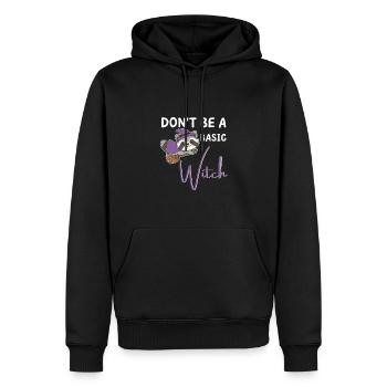 Waschbär Halloween Hexen don't be a basic witch - Männer Premium Bio Hoodie - Schwarz - Vorne - Nico (187cm)