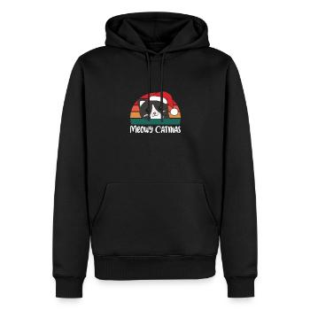 Joyeux Catmas Jeu de mots de Noël chat drôle - Sweat à capuche Premium bio Homme - noir - Devant - Nico (187cm)