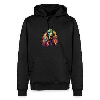 Wasserfarben Farbenfroher Afghanischer Windhund - Männer Premium Bio Hoodie - Schwarz - Vorne - Nico (187cm)