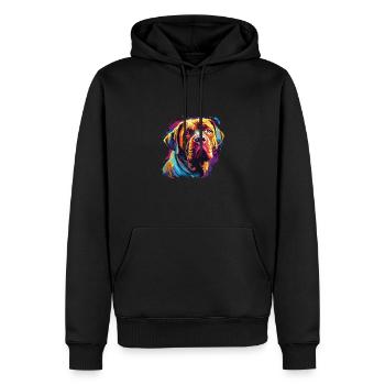 Wasserfarben Farbenfroher Bordeauxdogge - Männer Premium Bio Hoodie - Schwarz - Vorne - Nico (187cm)