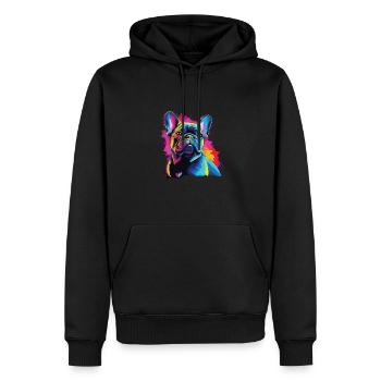 Wasserfarben Farbenfroher French Bulldog - Männer Premium Bio Hoodie - Schwarz - Vorne - Nico (187cm)