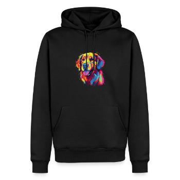 Wasserfarben Farbenfroher Golden Retriever - Männer Premium Bio Hoodie - Schwarz - Vorne - Nico (187cm)