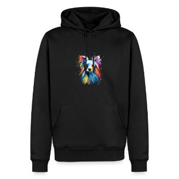 Wasserfarben Farbenfroher Chinesischer Schopfhund - Männer Premium Bio Hoodie - Schwarz - Vorne - Nico (187cm)
