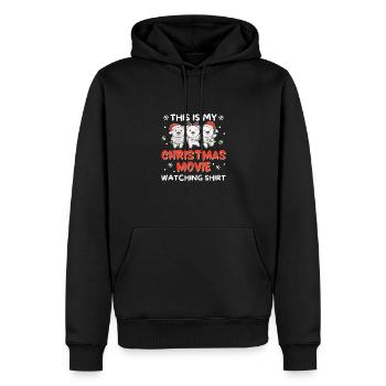 Eisbär Christmas Movie Watching - Männer Premium Bio Hoodie - Schwarz - Vorne - Nico (187cm)