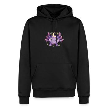 Magisches Mond Sterne lila Axolotl - Männer Premium Bio Hoodie - Schwarz - Vorne - Nico (187cm)