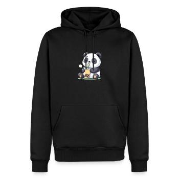 Kawaii Pandas Bubble Tea Boba Panda - Sweat à capuche Premium bio Homme - noir - Devant - Nico (187cm)
